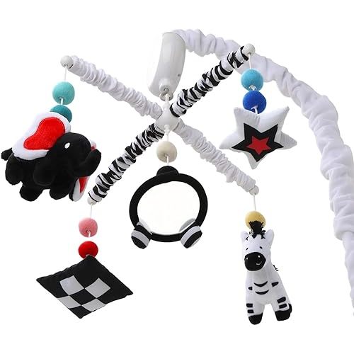 The Peanutshell Baby Crib Mobile for Boys & Girls, Musical, Montessori Nursery Mobiles, Black and White Crib Decor, High Contrast Mobile, Crib Toys Hanging, Crib Accessories Boy