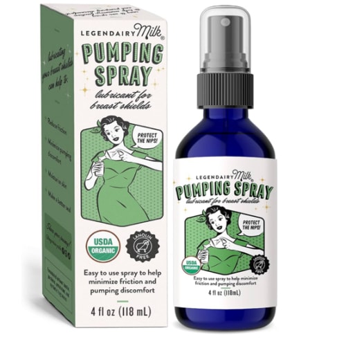 Legendairy Milk Pumping Spray 4 oz., Helps Sore Nipples & Clogged Ducts, Organic Lubricant for Breast Shields and Flanges, Vegan Breast Pump Spray, Natural & Lanolin-Free, Made in USA