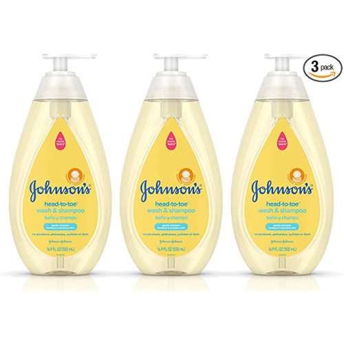 Johnson's Head-To-Toe Gentle Baby Body Wash & Shampoo, Tear-Free, Sulfate-Free & Hypoallergenic Bath Wash & Shampoo for Baby's Sensitive Skin & Hair, Washes Away 99.9% Of Germs 16.9 fl. oz (Pack of 3)