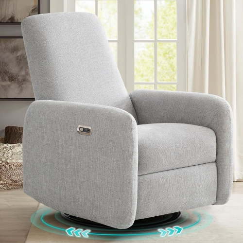 MIDOQIN Power Recliner Chair, Electric Recline Sofa Chair for Adults w/USB & Type-C Charging Ports, Upholstered 270°Swivel Lounge Glider Chair