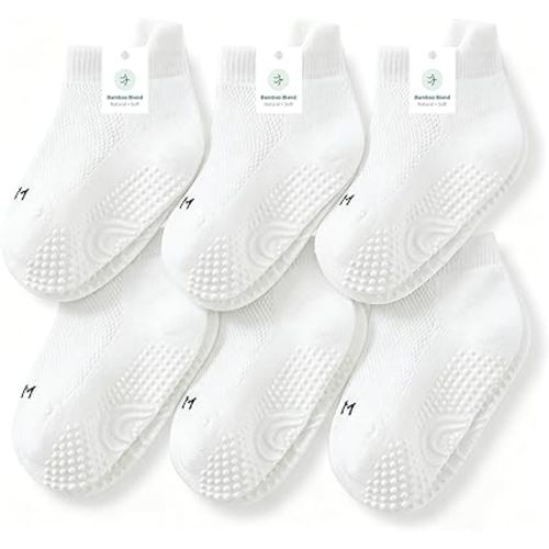 Bamboo Baby Non Slip Ankle Socks - Soft Cotton for Sensitive Skin (6 Pairs, Mixed Colors, Infants-Toddlers-Kids)