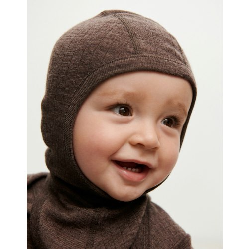Baby merino wool balaclava in Chestnut brown