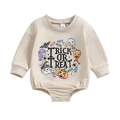 Newborn Baby Girl Boy Halloween Outfit Pumpkin Long Sleeve Sweatshirt Romper Infant Halloween Baby Clothes
