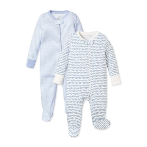 Baby's Pima Romper Duo in Blue Stripe & La Mer