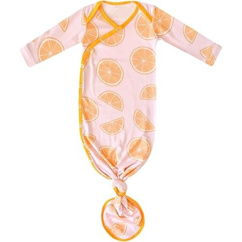 Copper Pearl Baby Gown - Knotted Newborn Sleepers for Baby Boy and Girl, Soft Stretchy Long Sleeve Infant Gowns with Bottom Tie and Hand Mittens, Perfect Hospital Coming Home Outfit (Cutie)