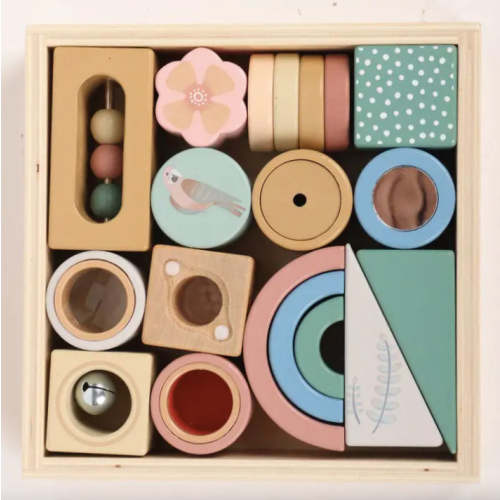 Wooden Sensory Activity Blocks - Stacking & Sorting Toy 12m+