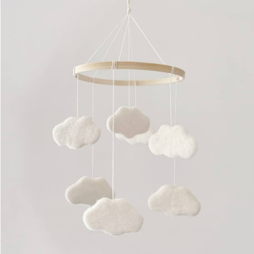 Baby Mobile for Crib - Boho Crib Mobile - Felt Cloud Mobile - Gender Neutral Baby Mobile - Boho Nursery Decor - Crib Mobile for Girls, Boys - Mobile for Bassinet, Pack N Play - Cloud