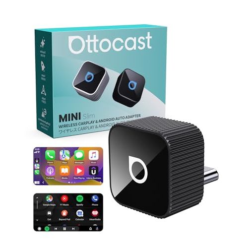 OTTOCAST Mini Cube 3.0 USB C Wireless CarPlay & Android Auto Adapter 2026– Plug & Play, Fast Auto-Reconnect (Black)