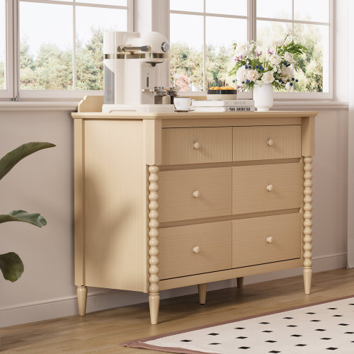 Corrigan Studio® 6 Drawer Dresser, Baby Dresser With Storage, Wide Chest Of Drawers For Nursery, Bedroom, White & Reviews | Wayfair