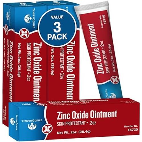 Zinc Oxide Ointment for Adults and Babies - Pack of 3, 2 oz Diaper Rash Ointment - Skin Protectant for Diaper Rashes, Cuts, and Burns - 20% Zinc Oxide