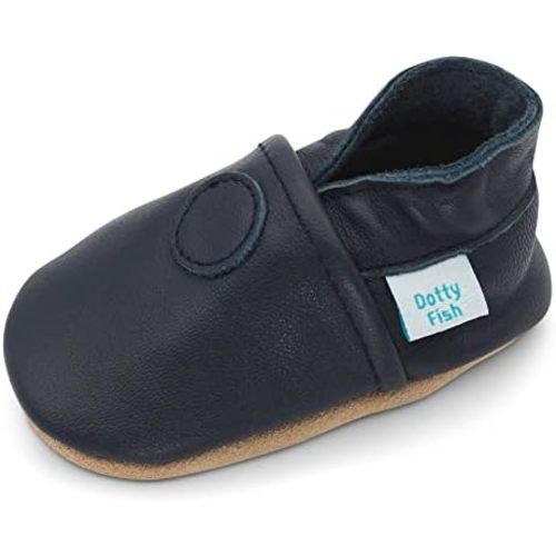 Dotty Fish Unisex Baby & Kids Soft Leather Barefoot Shoes – Boys & Girls Crib Shoes, Infant & Toddler, Non-Slip, Lightweight, Flexible, Elasticated Ankles, Podiatry Approved, British Brand– 0-5 Years