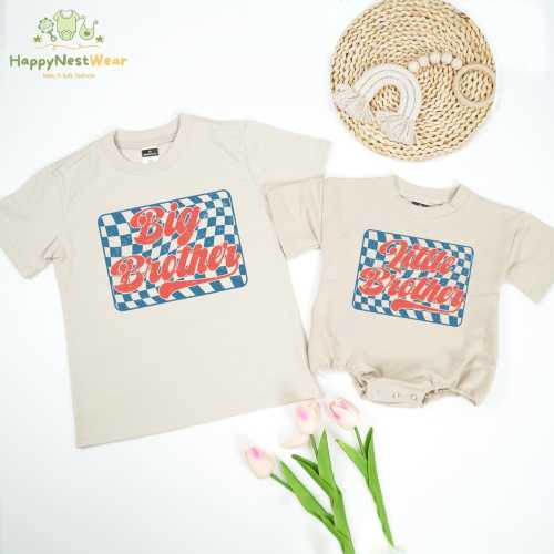 Little Brother Long Sleeve Baby Bodysuit- 0-3M in Sand
