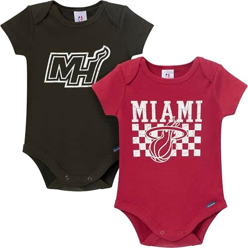 Gerber unisex-baby NBA Team 2 Pack Short Sleeve Onesie Bodysuits