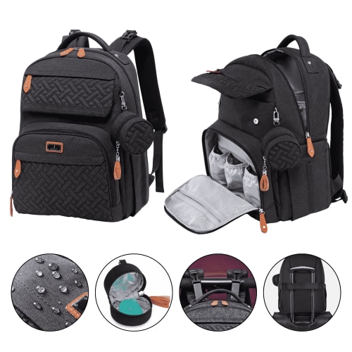 BabbleRoo Diaper Bag Backpack Waterproof Travel Unisex with Pacifier Case Stroller Straps Change Pad