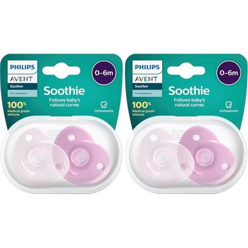 Philips AVENT Soothie, 0-6 Months, Pink, 2-Pack, SCF099/22