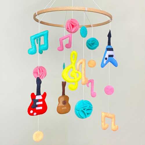 Felt Musical Instrument Baby Mobile: Guitar Notes Nursery Decor