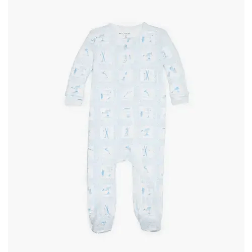 The Footie Pajama - Blue Skiers Toile