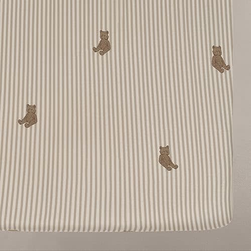 Oilo Crib Sheet, Breathable, Fitted, Organic Cotton Jersey, 300-Thread, Machine Wash, Fits Standard Crib (28" x 52" x 9"), Toddler Bedding, Heirloom Organic Collection, Bear