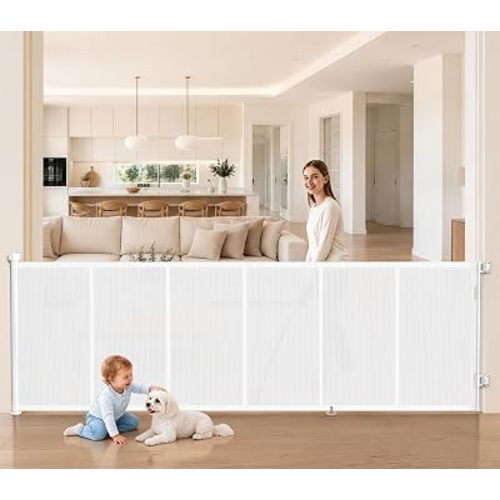 EZIGO 130 Inch Retractable Baby Gates, 41 Inch Extra Tall Retractable Gate
