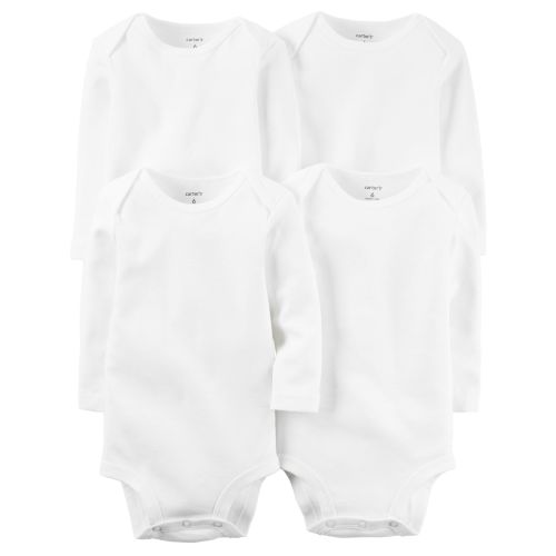 Carter's 4-Pack Long Sleeve Original Bodysuits - 3M - White