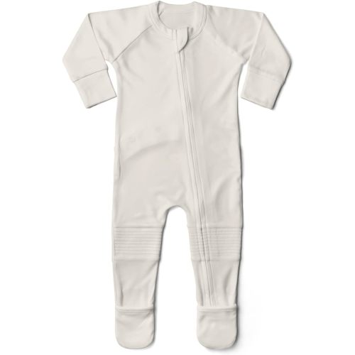 Goumi Footies | Viscose Made from Bamboo Sleep and Play Footie - 3-6 Months - Cream