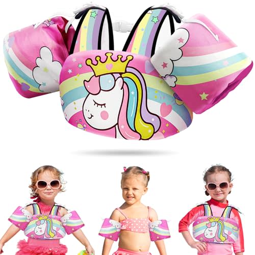 Vvinca Separable Toddler Swim Vest Fit 22-66 Lbs（2-6 Years）| 3 in 1 Toddler Floaties Pool Float & Arm Bands Boys and Girls, Adjustable Sturdy Safety for 2 3 4 5 6 Year