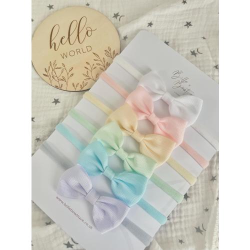 Simple newborn flower headband ribbon bow on soft nylon dainty headband felt bow newborn gift set 6 headbands baby gift