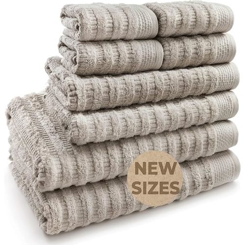 Softerry Pure Organic Cotton Bath Towel Set - 100% Soft Cotton - Extra Absorbent and Durable - 500 GSM Quick Dry - Luxury Hotel & Spa Quality - Fade Resistant - Eco Friendly (Natural, Set of 8)