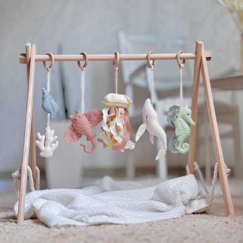 Baby Play Gym, Beige Neutral Sea Anima, Hanging Toys, Montessori Sensory Rattle Set, Toddler Developmental Toys, Baby Shower Gift