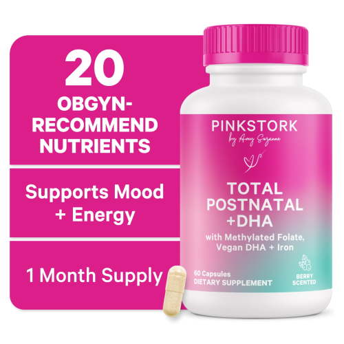 Pink Stork Postnatal Vitamins for Nursing Moms, Maternity, Breastfeeding, Postpartum - 60 Capsules