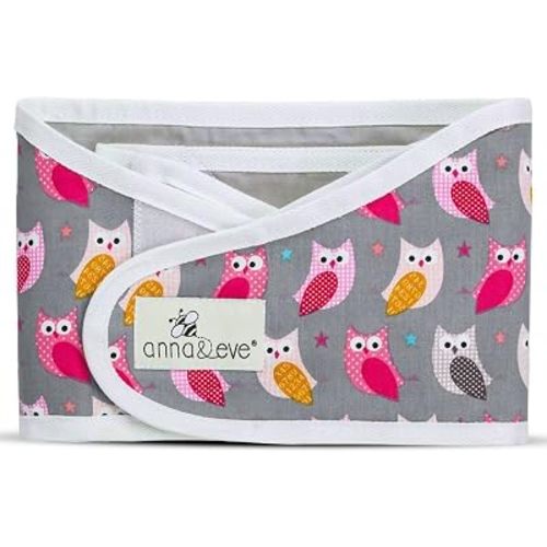 Anna & Eve® Baby Swaddle Strap for Newborns,13.5" to 17", Owls Grey/Pink