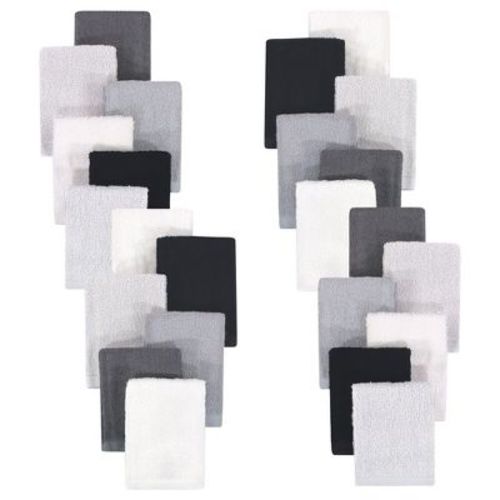 Hudson Baby 24Pc Rayon from Bamboo Woven Washcloths, Black White, One Size