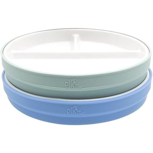 Elk and Friends Kids/Toddler 7.8" Porcelain Divided Plates + Sleeves | 2pk