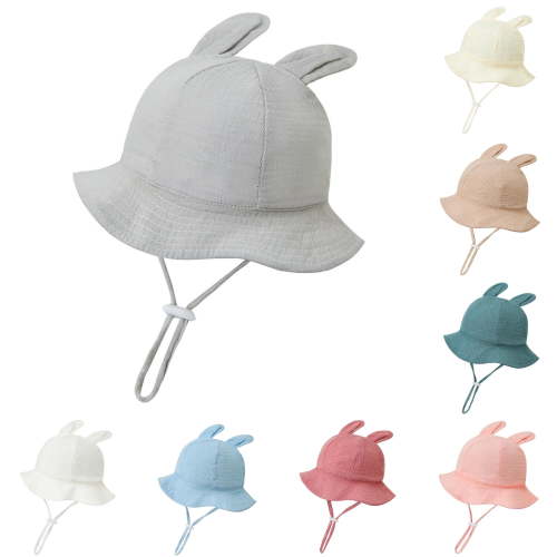 PMVFHDE Pleated Rabbit Ear Printed Fisherman Sun Hat For Baby 0-12 Months