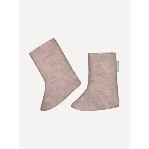 Baby booties, wool fleece, dune