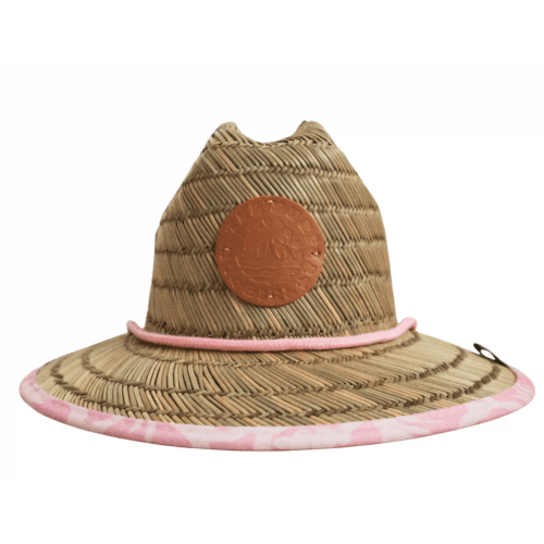 Pink Hibiscus Little Surfer Girl Straw Hat