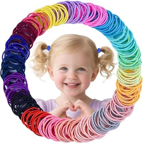 Baby Hair Ties for Girls - 200Pcs Small 1" Elastic Toddler Hair Ties Ponytail Holders Hair Tie for Baby Girls Infants Kids Hair Accessories (Color A)