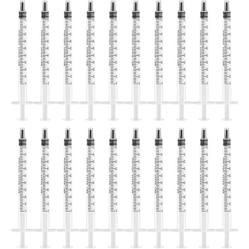 1ml 50 Pack Syringe Sterile Plastic Individual Wrap, Plastic Syringes without Needle for Science Labs, Colostrum Collector, Glue Applicator, Feeding Pets,Oil or Glue Applicator