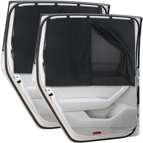 Car Window Shades, 2 PCS Magnetic Double Layer Auto Sun Shade for Side Windows Privacy Full Covers/Half Shade Options Back Car Window Curtains for Baby Protection