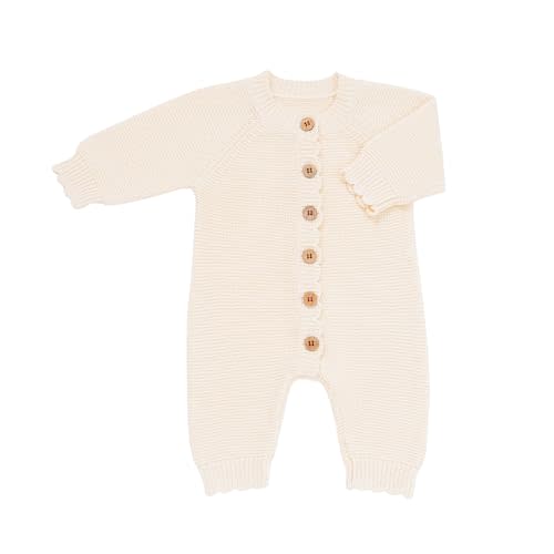 Avibae Baby Knit Romper, Cotton Sweater for Newborn Boys and Girls | Infant One Piece Outfit for 0-9 Months, Organic Cotton