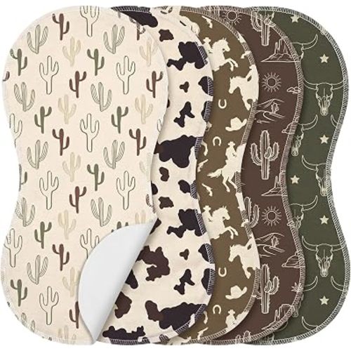 SmoothNovelty 5 Pack Green Western Baby Burp Cloths for Newborns, 19"x9"
