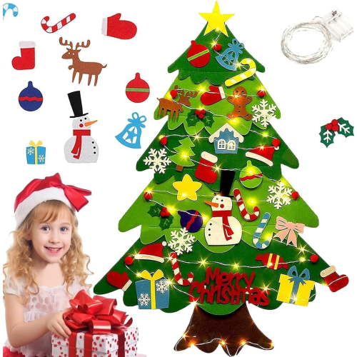 Montessori Felt Christmas Tree for Toddlers, 2025 New DIY Kids Door Wall Hanging Xmas Gifts Christmas Decorations