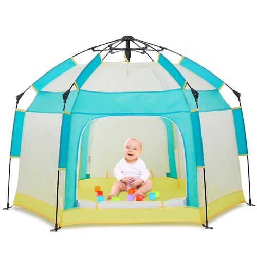 Bend River Baby Playpen with Canopy, Portable Baby Beach Tent, Toddler Play Yard Indoor and Outdoor, Foldable Mosquito Net for Infant - Green