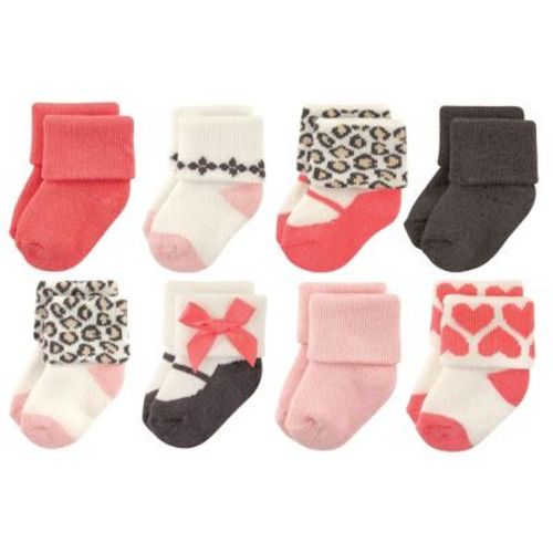Luvable Friends Baby Girls Newborn and Baby Terry Socks, Leopard, 0-6 Months