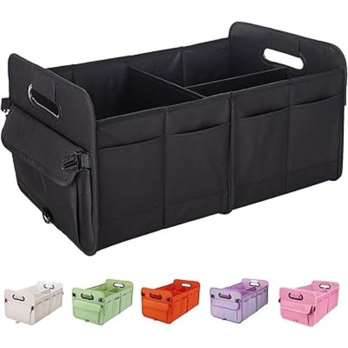 Trunk Organizer For Suv & Sedan,Car Organizers and Storage, Waterproof Collapsible & Adjustable Straps,70L Sturdy Car Organization for Car Accessories, Tools,Sundries,2-3 Compartment(Black