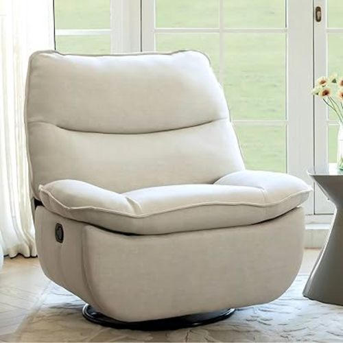 FLEXISPOT XRC7 Swivel Rocker Recliner Chair, 360° Swivel Oversized Armless Recliner with Oeko-TEX Certified Three-Proof Fabric, Award-Winning Design, Gaming Chair for Living Room Gaming Room, White