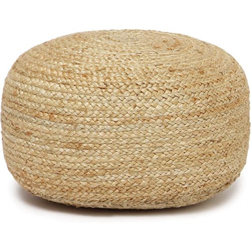 REDEARTH · Jute Circular Low Pouf Ottoman - Braided Pouffe Accent Sitting Round Footrest for Living Room, Bedroom, Nursery, kidsroom, Patio, Gym; 100% Jute (18"X18"X10"; Natural)
