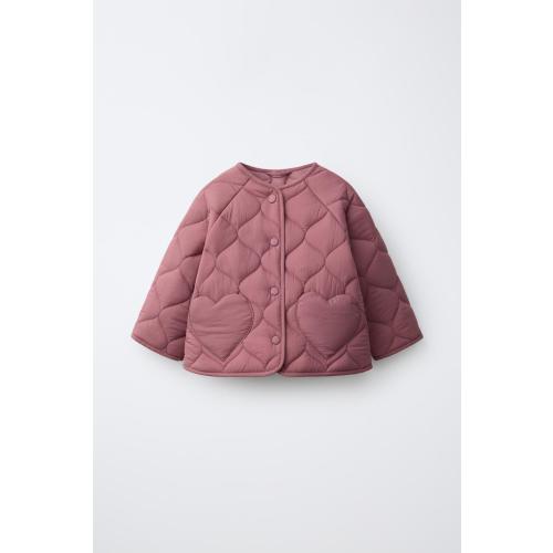 HEART POCKET QUILTED JACKET - Plum | ZARA United States