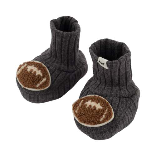 oh baby! Booties - Football Chenille Patch - Charcoal Size Small