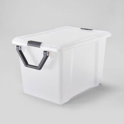 128qt Extra Large Wheeled Latching Storage Box - Brightroom™: Stackable Plastic Tote With Built-in Handles & Lids